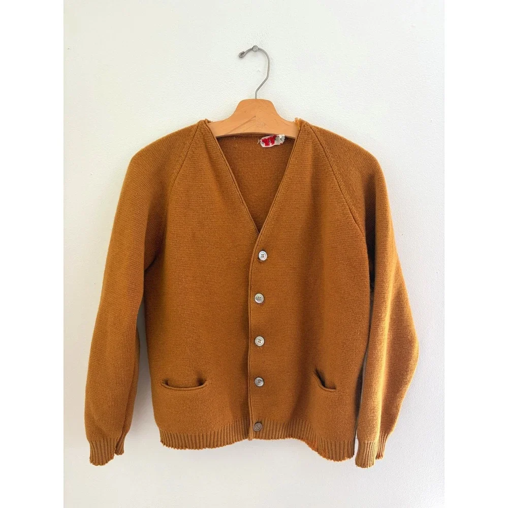 Vintage 60s Distressed Wool Cardigan Grunge Kurt‎ Cobain Grandpacore M